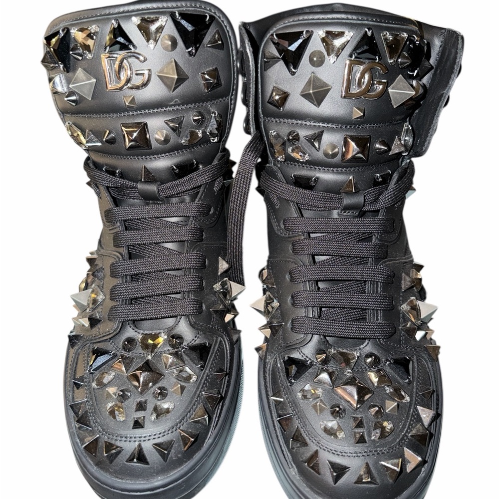 Dolce & Gabbana Black Studded Athletic Shoes